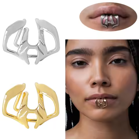 Non Piercing Lip Ring for Women Holeless False Lip Jewelry Lip Clip Puncture Jewelry Punk Body Jewel