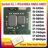 ⚡️Intel core i5 520M 540M 560M 580M i7 620M 640M 720QM 740QM 820QM 840QM laptop notebook CPU processor for Socket G1 / rPGA988A HM55 HM57