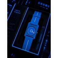 A78 Retro Square Watch Minimalist Blue Dial Silicone Band