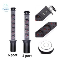 HOMI - Stop Kontak Colokan Listrik Tanam Meja Kerja Tempel Saklar Lampu Kabel 6 Port USB 2.0 3.0 Fas