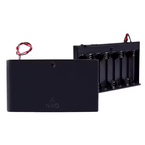 Y-1/2Pcs 8 Slots AA Battery Storage Box with Switch and Cover Portable Battery Holder Container Orga