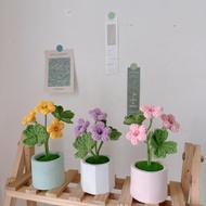 幸運草鉤針盆栽 擴香盆栽 擴香石 小盆栽 編織花 鉤針花 療育盆栽