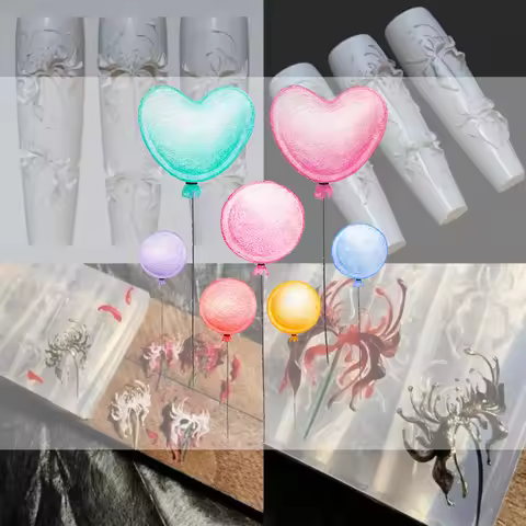 3D Lycoris Radiata Flower Silicone Nails Art Mold Transparent Manicure Carving Mold DIY Red Lily Flo