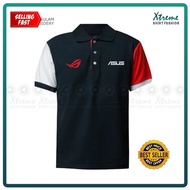 G Polo T Shirt Sulam Asus ROG Republic Of Gaming Laptop PC Desktop Monitor Baju Lelaki Cotton Fashion Embroidery Jahit