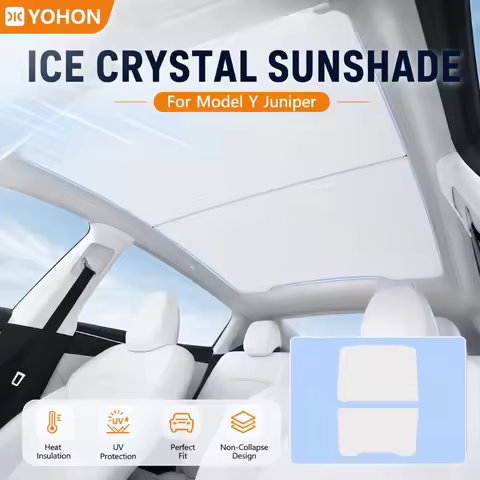 YOHON Ice Crystal Roof Sunshade Compatible For Tesla Model Y Juniper 2025 2026 2027 6-Layer Heat Ins