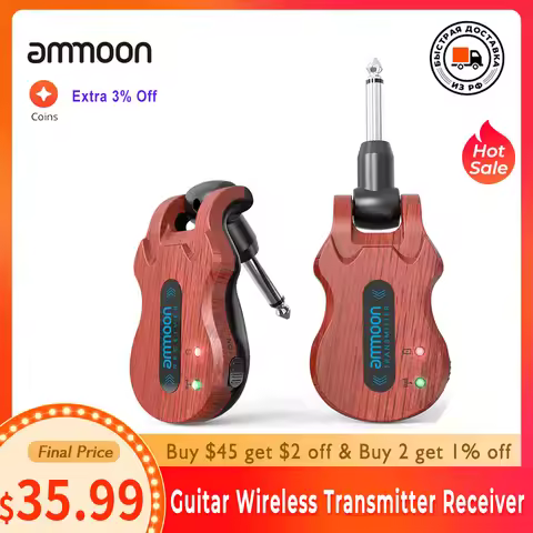 ammoon Wireless Guitar System Audio Digital Guitar Wireless Transmitter Receiver Rechargeable Batter