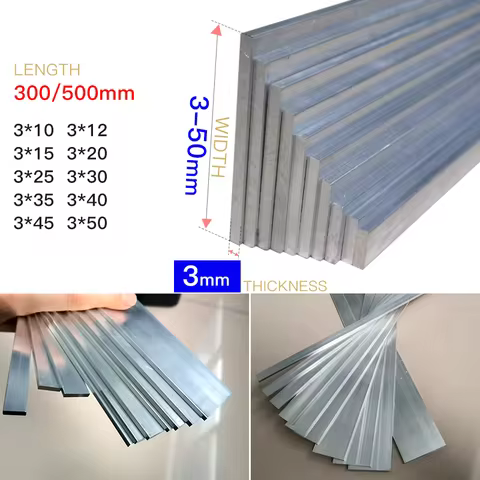 Aluminum Bar Thickness 3mm Width 10-50 Length 300 500mm Aluminum Alloy Aluminium Flat Bar Plate 5 6 