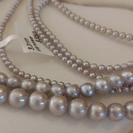 天然淡水珍珠項鍊 3mm灰珍珠近正圓 3mm奶奶灰基本正圓 6mm灰珍珠 7mm8mm肉眼無瑕