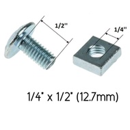 Slotted Angle Bar Screw Bolts and Nuts / Skru Rak Besi Lubang Roofing Bolt and Nut (1/4'' x 1/2'')