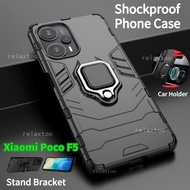 Poco F5 Pro Shockproof Mobile Casing For Xiaomi Poco F5 Pro F5Pro Pocophone F5 F 5 PocoF5 5G With Magnetic Ring Bracket Stand Holder Hard Phone Case Camera Protector Back Cover
