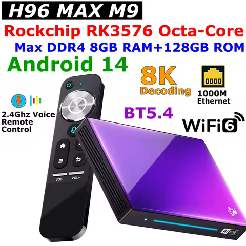 H96 MAX M9 Android 14 TV BOX RK3576 Octa Core DDR4 8GB 128GB USB3.0 Wifi 6 1000M LAN BT5.4 8K Decodi