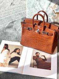Hermes Birkin 25 馬鞍銀扣霧面鱷魚 A刻 二手 盒 塵袋