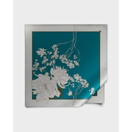 Teal green floral silk foulard 35 inches