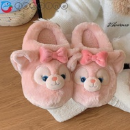 JESTINE Cartoon Plush Slippers, Linabell/StellaLou Fluffy Warm Fur Slippers, Anime Bow 3D Bunny Anti