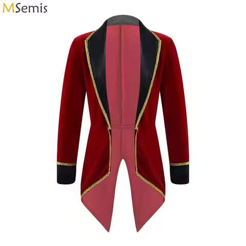 Teen Circus Ringmaster Costume Teen Long Sleeve Blazers Jacket Coat Halloween Cosplay Party Vampire 