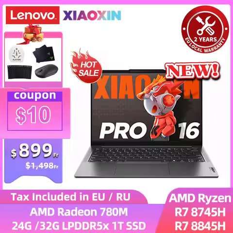 Lenovo Xiaoxin Pro 16 laptop AMD Ryzen 7 8845H/8745H RAM 24GB/32GB LPDDR5X 1T SSD 16-inch 2.5K 120Hz