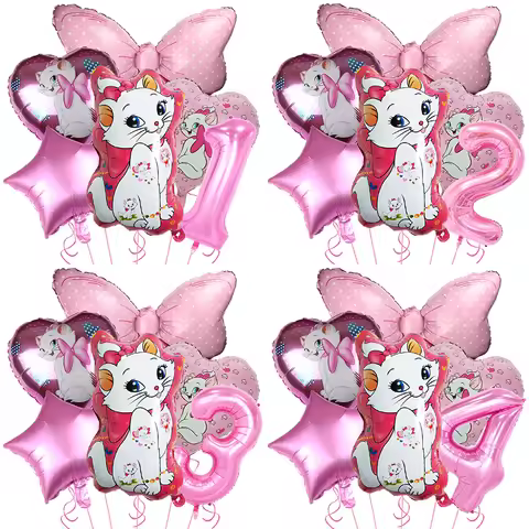 Marie Cat Balloons Set 32inch Number Balloon Girls Favor Birthday Party Decoration Disney Marie Cat 
