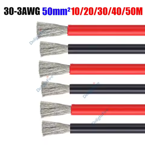 Heat Resistant Silicone Wire 18 16 14 12 10 8 6 4 3 AWG Stranded Copper Wire 50mm² 12V Automotive Ca