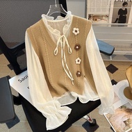 SUETERKU 3D FLOWER KEZIA VEST / KOREAN STYLE KNITTED RAISED FLOWER VEST