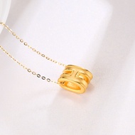 24K Gold Letter H Pendant Necklace Simple Atmospheric Design Clavicle Chain Bright Color Gold Pendant Jewelry Gifts for Women