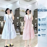 BEAUTIFUL PREGNANT MOTHERS X356 Summer office shirt maternity dress with long maxi fishtail and shir