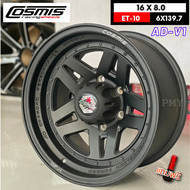 ล้อแม็กขอบ 16x8.0 6รูx139.7 ET-10 🛻ยี่ห้อ Cosmis รุ่น AD-V1 ❤️สีดำด้าน❤️ 🔥(ราคาต่อ1วง)🔥 ขายยกชุด4วง สายออฟโรด