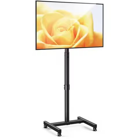TV Floor Stand for 1343 inch Flat Curved TVs up to 44 lbs, 8 Level Height Adjustable Monitor Floor T