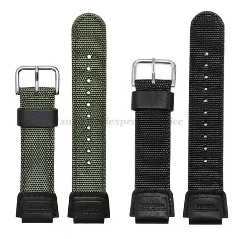 18mm Nylon Watch Strap for Casio for W800H Black Green Bracelet SGW400 F91W F84 F105/108/A158/168 AE