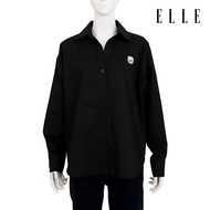 ELLE เสื้อเชิ๊ตสตรีผ้า COTTON แขนยาว ทรง BASIC ติดชิ้นโลโก้ LIMITED EDITION  ELLE 80 YEARS รุ่น W3B3