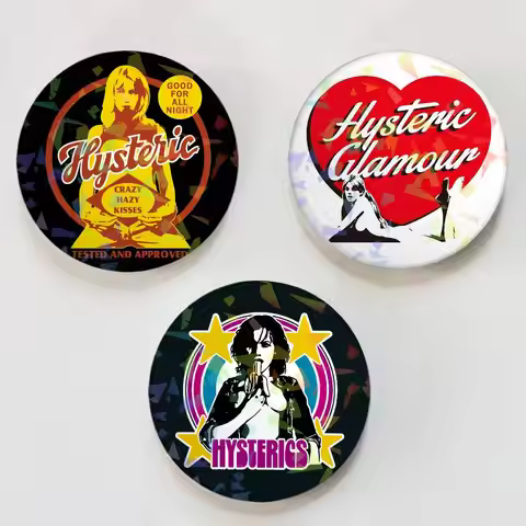 Fashion H-Hysteric Glamour Round Exquisite Laser Badge Brooches Creative Pins For Clothes Hat Backpa