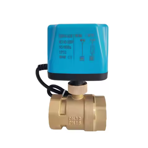 1-1/4" Motorized Ball Valve 2 Wire Female Thread 8 N·m Big Torque Brass DN32 Electric Ball Valve 12V