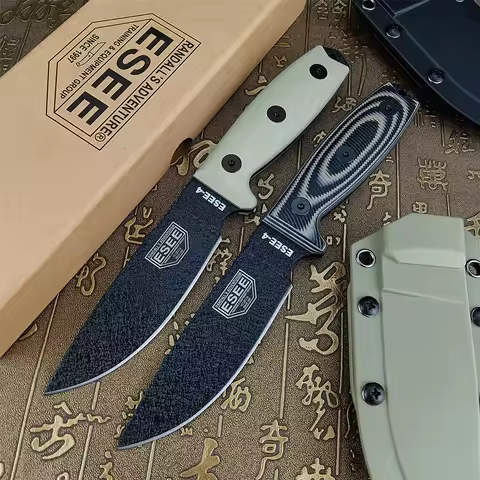 ESEE4 Outdoor Camping Climbing BBQ Straight Knife D2 Blade G10 Handle with Kydex Sheath Forest Escap