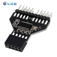 Bo mạch chủ USB2.0 9pin Cáp nối Adapter 1 đến 2 thiết bị chuyển đổi bảng điều khiển phía trước Plug-