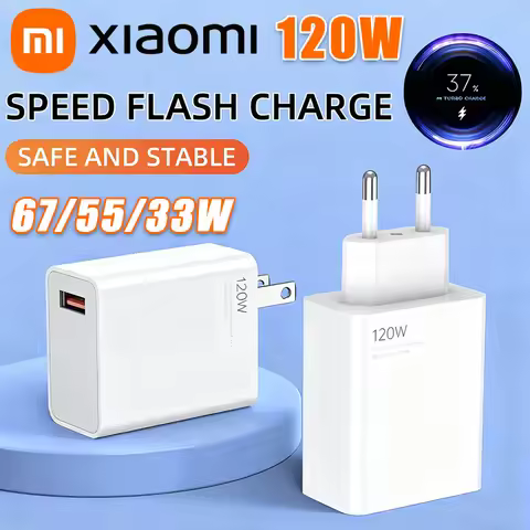Xiaomi 120W Fast Charger QC 5.0 EU Plug 6A Type C Cable 67W 55W 33W Rapid Charging Adapter For iPhon