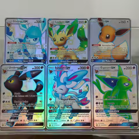 2026 EN Pokemon DIY Texture Cards GX Eevee Evolutions Glaceon Leafeon Eevee Umbreon Sylveon Espeon A