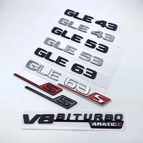 Letters GLE43 GLE53 GLE63 GLE63S V8 Biturbo 4matic+ Emblem for Mercedes Benz AMG Car Side Trunk Rear