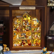 Mini Rabbit Building Block Town Casa Wooden DIY Miniature Doll Houses Miniature Building Kits with F