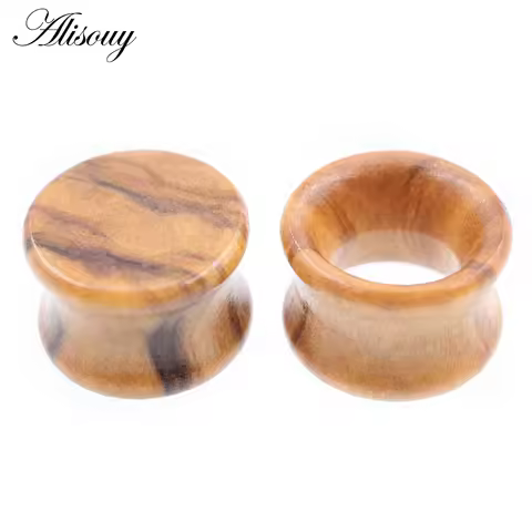 2PC Wooden Ear Plugs Gauges Earring Punk Flesh Tunnel Expanders Piercing Jewelry Hollow Ear Expansio