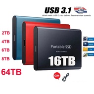 ◕☄℗ External SSD 2TB Hard Drive Type C USB 3.1 4TB 6TB 16TB 30TB 64TB Portable SSD Hard Disk for Laptop Desktop Flash Memory Drive