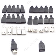 3 in 1 USB 2.0 Type A male Female 4 Pin power Socket cable Connector Plug With Black Plastic Cover Solder Type DIY repair  SG2L