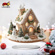 [lahomia] Snow Scene House Christmas Village House 2D with Base Religious Crafts Winter