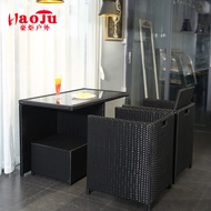 Haoju Outdoor Rattan Table Chair Combination Outdoor Courtyard Leisure Dining Table Chair Leisure Ch
