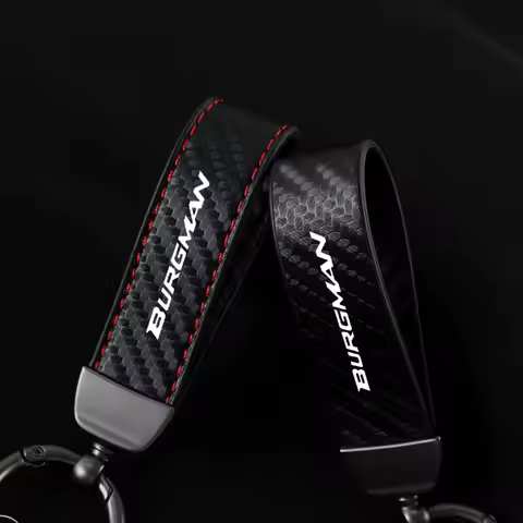 New fashion motorcycle carbon fiber leather rope Keychain key ring For SUZUKI BURGMAN AN125 AN200 AN