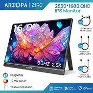 ARZOPA Z1RC - 16" 2.5K Portable Monitor 2560x1600 QHD IPS Display 123% sRGB with Built-in Stand USB-