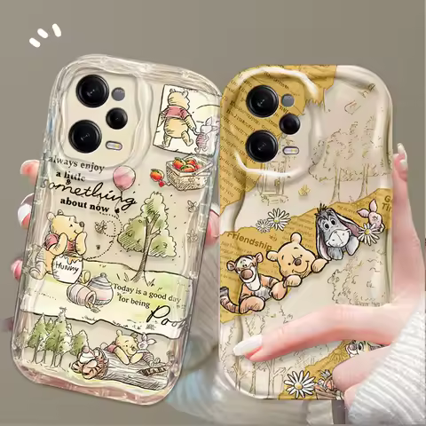 Cartoon Cute Winnie the Pooh 3D Wave Case for Xiaomi Redmi 15 15C 14C 14R 13 13X 13C 12 12C A5 A4 A3