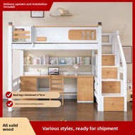 Solid wood bed frame with bookshelf storage single bed frame/elevated bed/bed frame/loft bed frame
