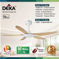 DEKA Remote Ceiling Fan K5 K6 K6N X-ONE F3DC 12 Speed | F5DC F5DC LED Pro 10 Speed | 56" Kipas Silin