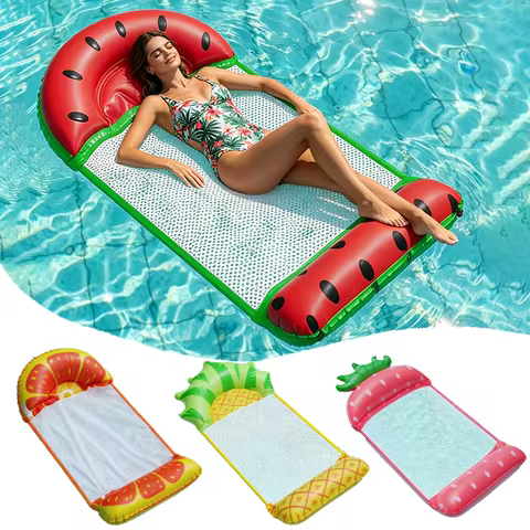 Foldable Fruits Floating Water Hammock Lounger Water Toys Inflatable Floating Bed Chair Summer Swimm