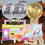 HUISHU 4/6pcs 4D Disco Air Ball, 4D 80s 90s Retro Theme Roller Skate Balloon Set, Inflatable Disco B