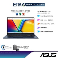 Asus Vivobook 15 A1504V-ABQ350WS Laptop | Intel i5-1335U, 8GB D4, 512GB, 15.6" FHD, MS Office, W11 | Quiet Blue